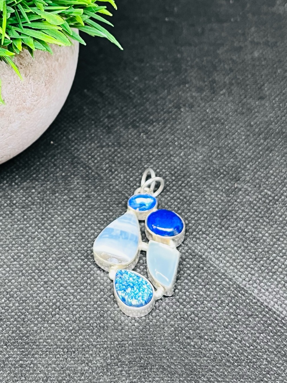 Blue Natural Multi-Stone Women's Pendant in Sterling Silver - Picture 6 of 6
